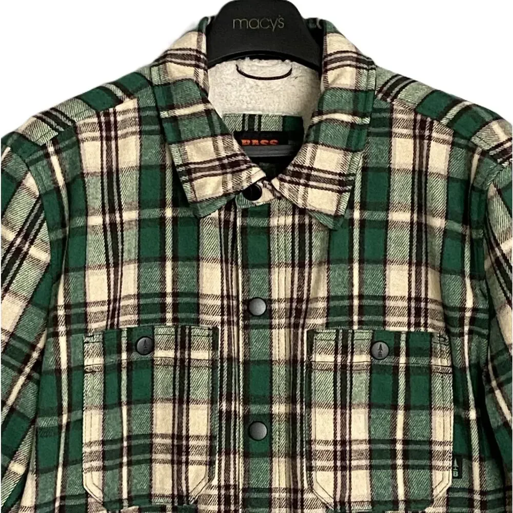 Bass Outdoors Men's Large Sherpa-Lined Jacket Green Plaid NEW